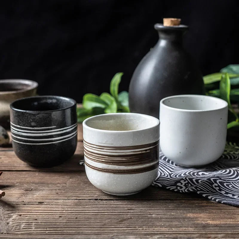 Axya Ceramic Tea Water Drinking Cup Set Jap Casual Sushi Turkish Vintage Mug
