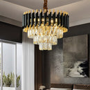 Axyaa Gold Body Black Metal Crystal Chandelier for Elegant Home Lighting