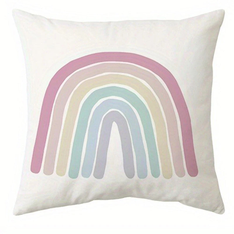 Axyaa Rainbow Star Sun Pattern Printed Pillow Cover for Living Room Sofa Home Decoration