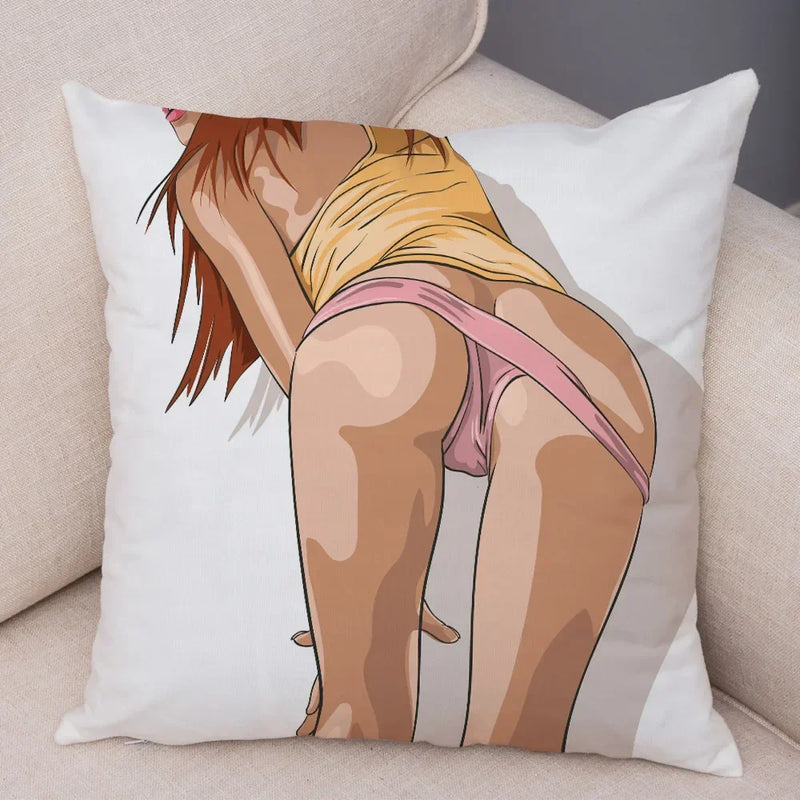 Axyaa Cartoon Lady Chest Decorative Pillowcase - Fashion Girl Design