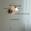 Axyaa White Glass LED Wall Light Hallway Fixture with Walnut Wood & Brass Switch