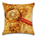 Axyaa Pirate Treasure Map Magnifier Print Throw Pillow Cover 45X45CM