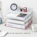 Axyaa 4-Layer Stackable Pink Desk Organizer - Metal File Tray for Desk Organization