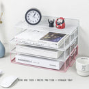 Axyaa 4-Layer Stackable Pink Desk Organizer - Metal File Tray for Desk Organization