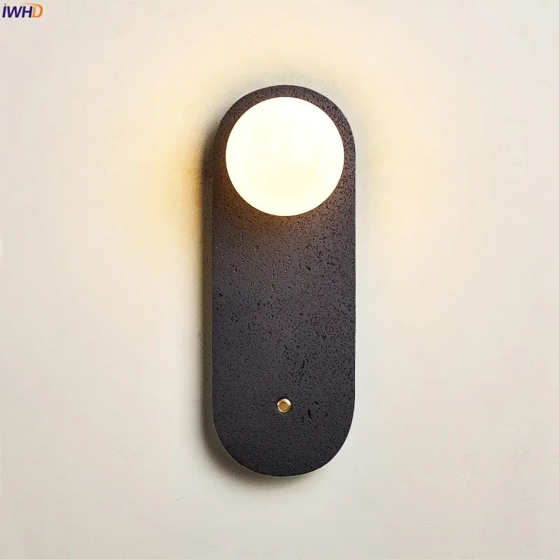 Axyaa Nordic Minimalism LED Wall Lamps Black Travertine Stair Lights for Bedroom & Bathroom