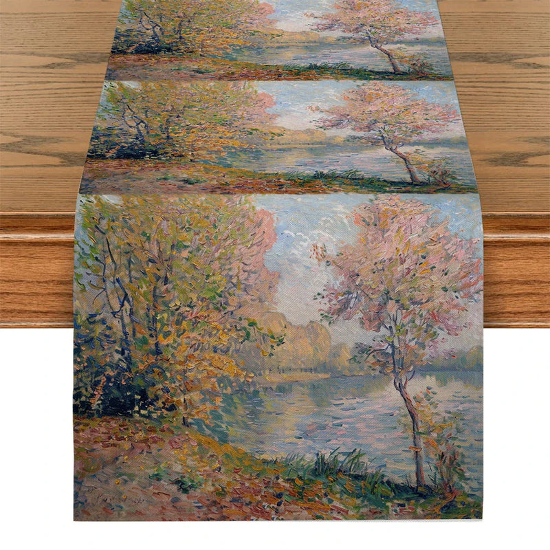 Axyaa Autumn River Road Table Runner Farmhouse Dining Wedding Party Decor