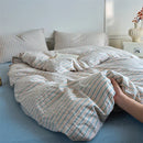 Axyaa Luxury Cotton Stripe Duvet Cover Set - Yarn-Dyed Bedding Set
