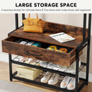 Axyaa Hall Tree Coat Rack Shoe Bench Hutch Industrial Vintage Organizer Entryway