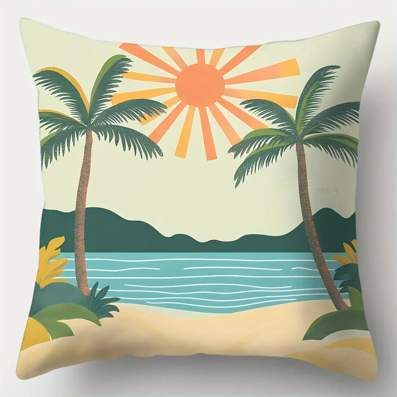 Axyaa Cartoon Sun & Cactus Pillow Case Set, Home Sofa Decoration, 45x45cm