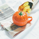Axyaa Ceramic Pumpkin Thermos Cup with Lid - Halloween Gift Mug