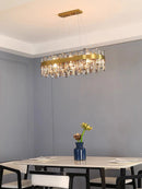 Axyaa Luxury Crystal LED Pendant Chandelier for Living Room Decor