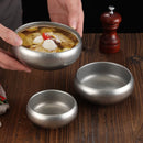 Axyaa Stainless Steel Double-Layer Bowl Set Snow Gray Tableware soups Sauces BBQ