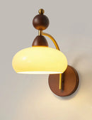 Axyaa Neoclassical Wood Wall Sconce with High CRI Japanese Glass Bedside Lamp