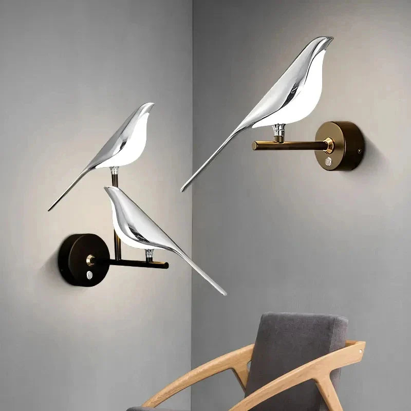 Axya Nordic Magpie Bird LED Wall Lamp for Bedroom Decor