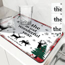 Axyaa Coffee Mat: Christmas Tree Deer Absorbent Draining Dish Drying Mat