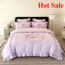 Axyaa Pink Embroidery Bedding Set Double King Queen Size with Duvet Cover & Sheets