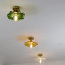 Axyaa Green Glass Copper LED Ceiling Lights for Home Lighting - Bedroom Living Room Balcony Lamp