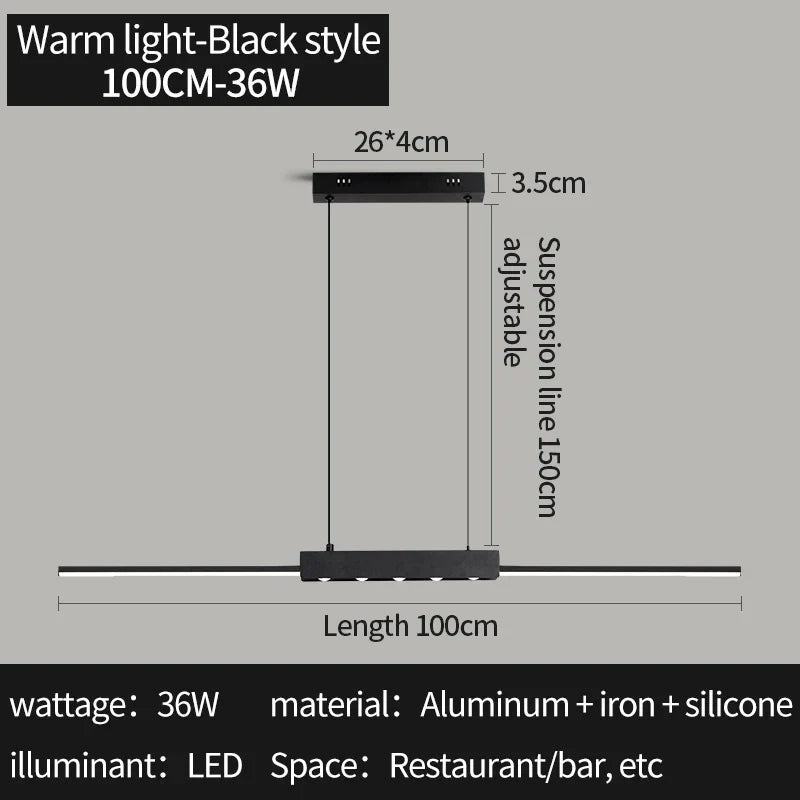 Axyaa LED Pendant Lamp: Modern Minimalist Stripe Design for Bedroom Living Room Lighting