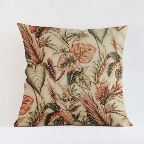Axyaa Tropical Plant Leaves Cushion Cover for Home Decor