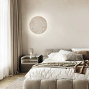 Axyaa Yellow Travertine Round LED Wall Lamp for Japanese Style Bedroom