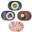 Axyaa Double Sided Oval Faux Leather Placemat Set for Home Decor