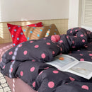 Axyaa Retro Dot Mixed Color Duvet Cover Set, Queen Size, Washed Cotton, Skin-friendly