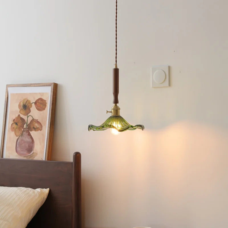 Axyaa Nordic LED Pendant Lights Glass Walnut Copper Hanging Lamp