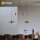 Axyaa Gold LED UFO Pendant Light - Adjustable Height Minimalist Lighting for Home Dining Room