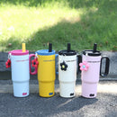 Axyaa 750ml Stainless Steel Vacuum Bottle with Straw Handle - Cute Large Thermos for Office, Travel