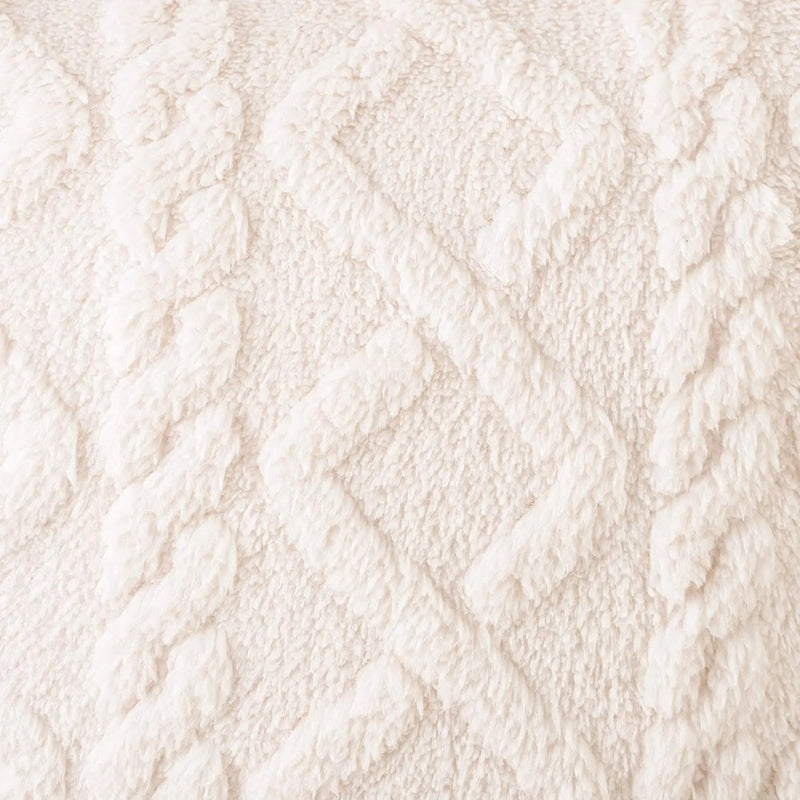 Fuzzy Short Wool Fleece Throw Pillow Cover for Sofa, Axyaa Branded Square Patterned Plush Cushion