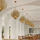Axyaa Metal Grid LED Chandelier Geometric Hollow Pendant, Dimmable Iron Lighting