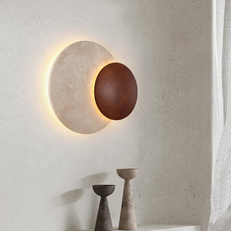 Yellow Travertine Wabi Sabi Style LED Wall Lamp by Axyaa
