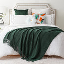 Axyaa Dark Green Knit Throw Blanket - Lightweight Plaid Design for Christmas Decor