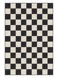 Axyaa Plaid Square Geometric Large Area Carpet - Cream Checkerboard Minimalist Rug