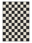 Axyaa Plaid Square Geometric Large Area Carpet - Cream Checkerboard Minimalist Rug