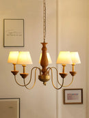 Axyaa Vintage Fabric Wood Chandelier for Home Lighting