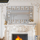 Axyaa Silver Polished Hollow-out Wall Mirror for Home and Hotel