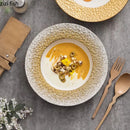 Axyaa White Gold Ceramic Plate Set - Molecular Cuisine Tableware