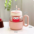 Kawaii Glass Cup with Lid and Straw by Axyaa: Large Aesthetic Drink Bottle