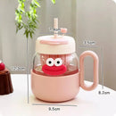 Kawaii Glass Cup with Lid and Straw by Axyaa: Large Aesthetic Drink Bottle