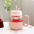 Axyaa Kawaii Glass Cup with Lid and Straw: Large Aesthetic Drink Bottle Mug