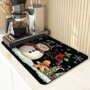 Axyaa Christmas Coffee Dish Mat Large Kitchen Absorbent Anti-slip Draining Pad