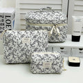 Axyaa Floral Cosmetic Bag Set - 3pcs Portable Toiletry Organizer for Women