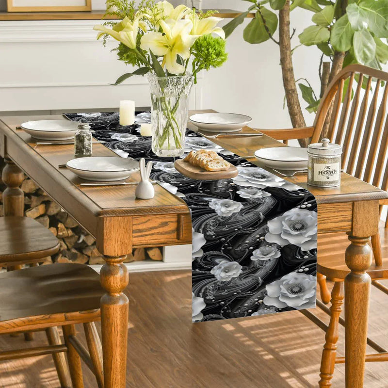 Axyaa Elegant Floral Table Runner for Dining Room Decor