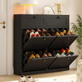 Axyaa Shoe Cabinet with Flip-Top Drawers & Additional Storage
