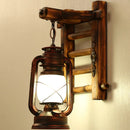 Axya Vintage Industrial Wall Sconce Wood Kerosene Lamp for Cafe Bar Restaurant