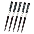 Axyaa Black Cherry Blossom Sushi Chopsticks Set - Pair of Natural Wooden Reusable Sticks.