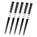 Axyaa Black Cherry Blossom Sushi Chopsticks Set - Pair of Natural Wooden Reusable Sticks.