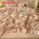 Axyaa Lace Embroidery Girl Heart Bed Four-Piece Set Cotton Summer SheetQuilt Cover
