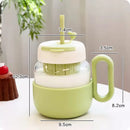 Kawaii Glass Cup with Lid and Straw by Axyaa: Large Aesthetic Drink Bottle